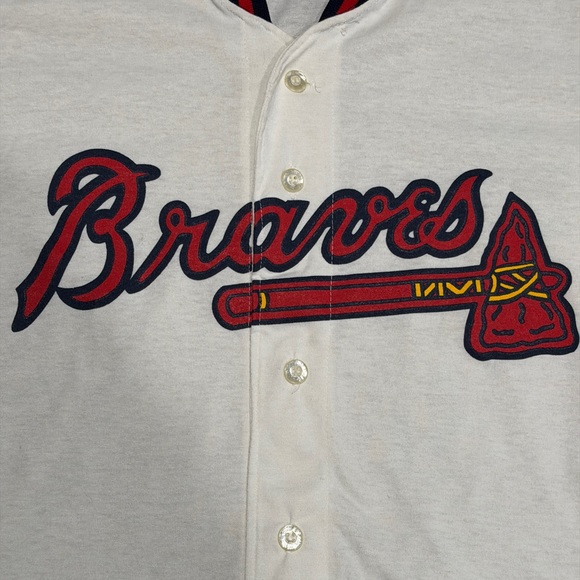 Vintage Atlanta Braves Baseball Jersey Shirt, Rawlings, Made in USA, 90s Size L - Picture 2 of 8